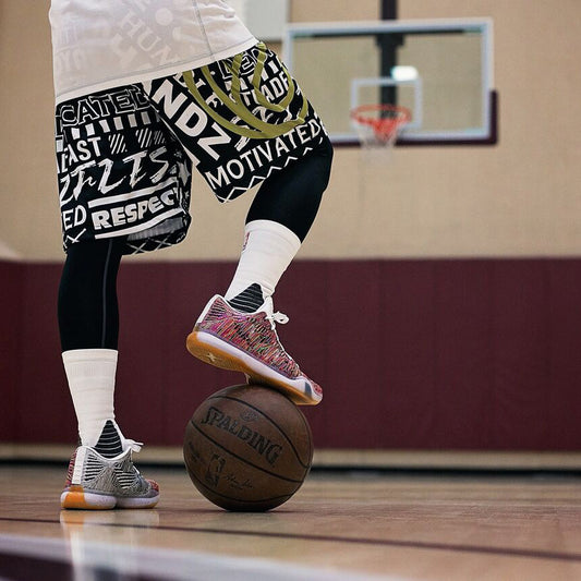 POWERHANDZ Black and White Character Basketball Shorts - POWERHANDZ