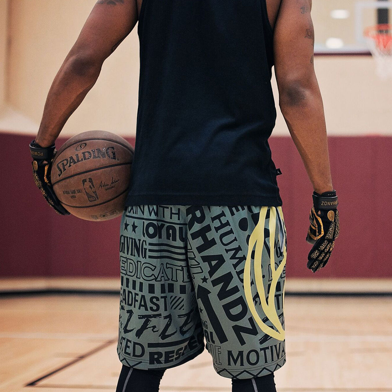 POWERHANDZ Grey and Black Character Basketball Shorts - POWERHANDZ