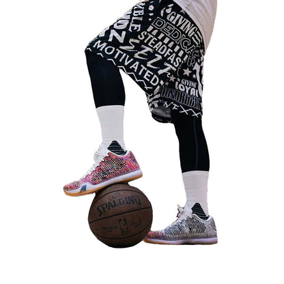 POWERHANDZ Black and White Character Basketball Shorts - POWERHANDZ